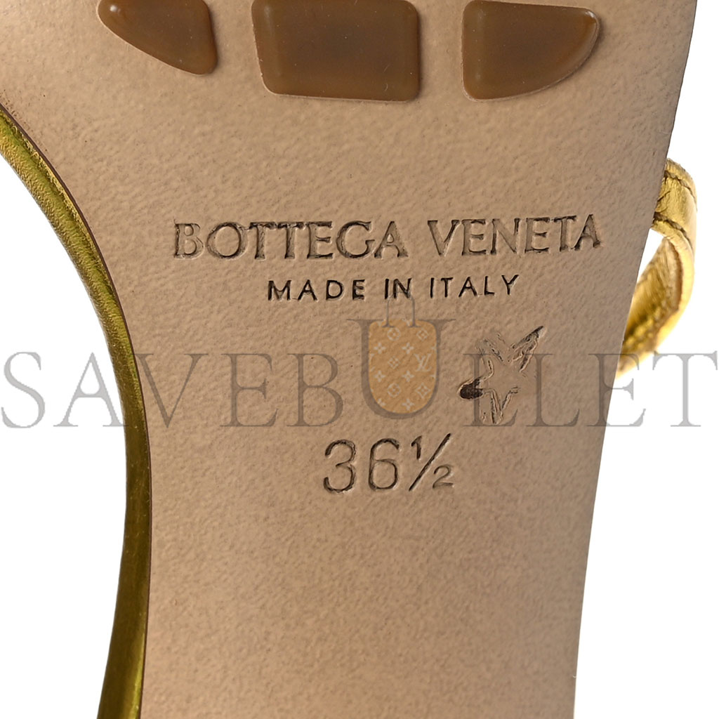 BOTTEGA VENETA LAMINATED CALFSKIN THE LINE 90MM SANDALS 365 GOLD 